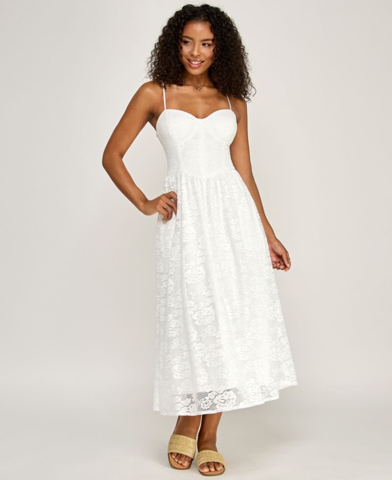 Juniors' Sweetheart Neck Midi Dress