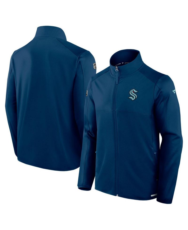 Men's Navy Seattle Kraken Authentic Pro Rink Fleece Full-Zip Jacket