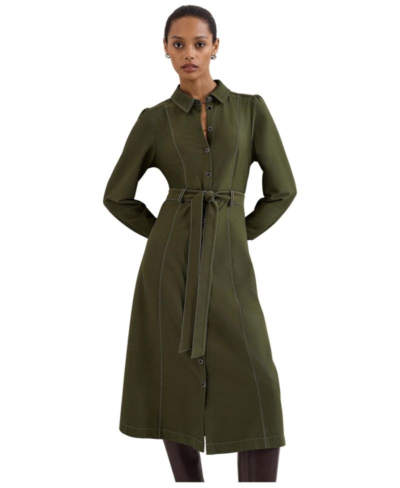 Women's Avelyn Long Sleeve Belted Midi Shirt Dress