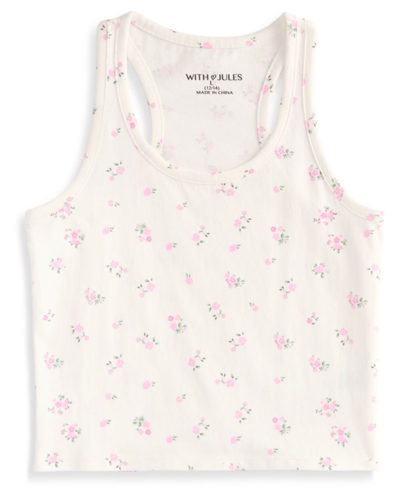 Girls' 7-16 Cotton Floral Tank Top
