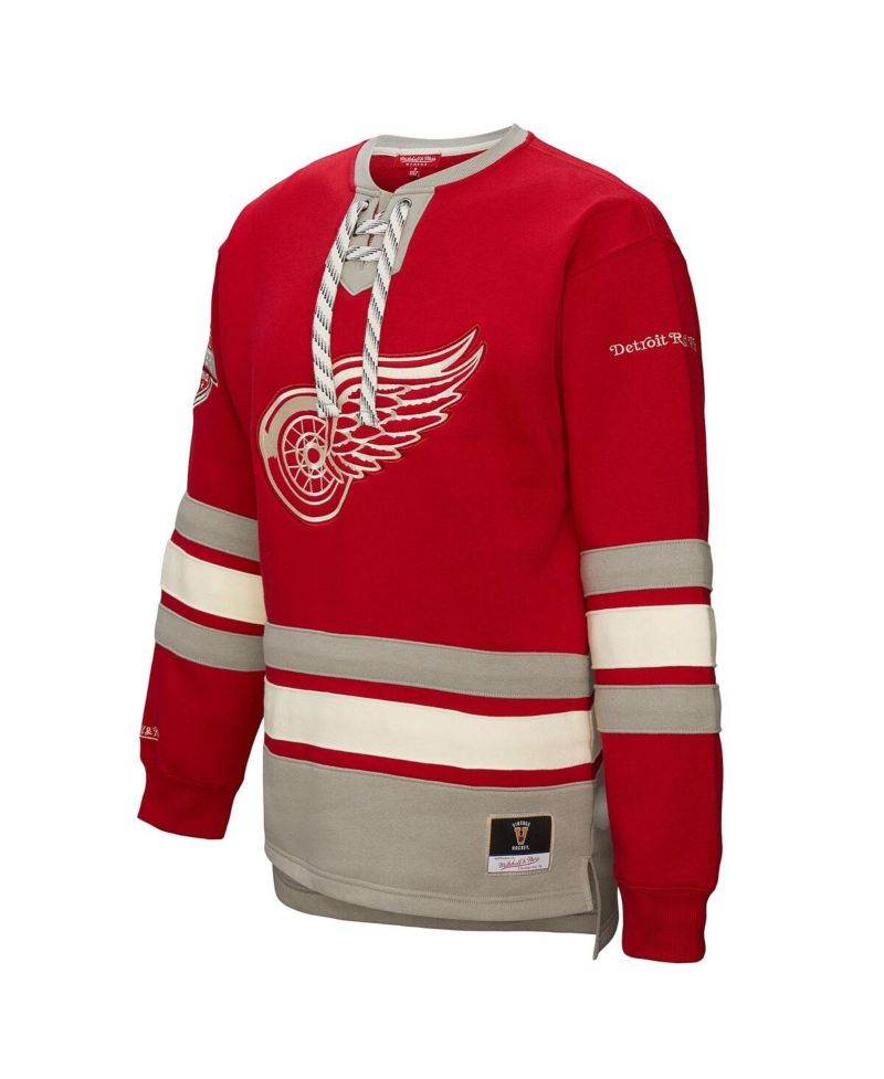 Women's Red Detroit Red Wings Heritage Lace-Up Pullover Sweatshirt