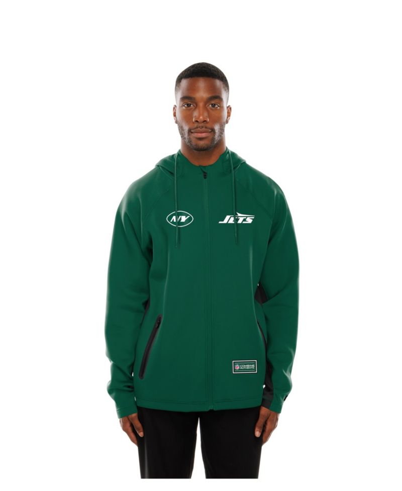 Men's Green New York Jets Combine Authentic Raglan Scuba Full-Zip Hoodie