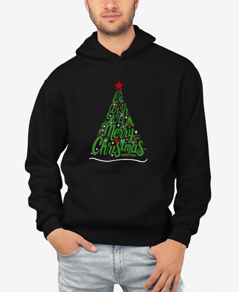 Men's We Wish You A Merry Christmas Word Art Hooded Sweatshirt