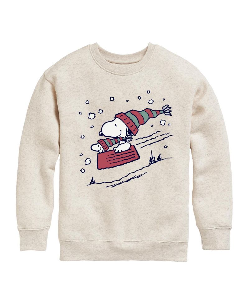 Big Girls Snoopy Sled Graphic Fleece Top