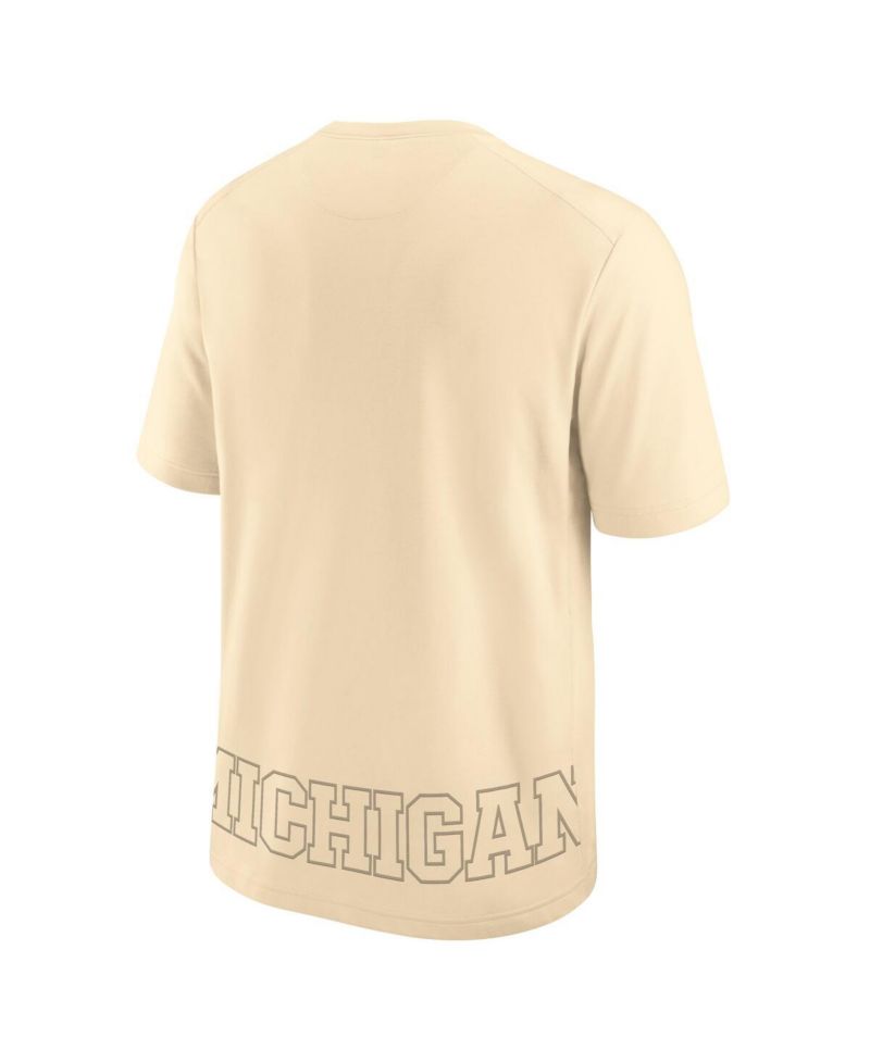 Men's Cream Michigan Wolverines Primary Statement Two-Hit Performance T-Shirt