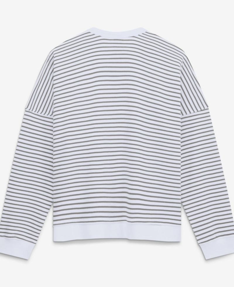 Women's White/Gray Green Bay Packers Striped Oversized French Terry Sweatshirt