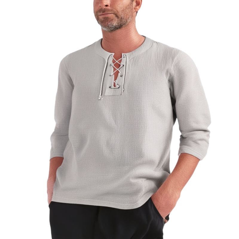 Men's Gauze Lace-Up Shirt