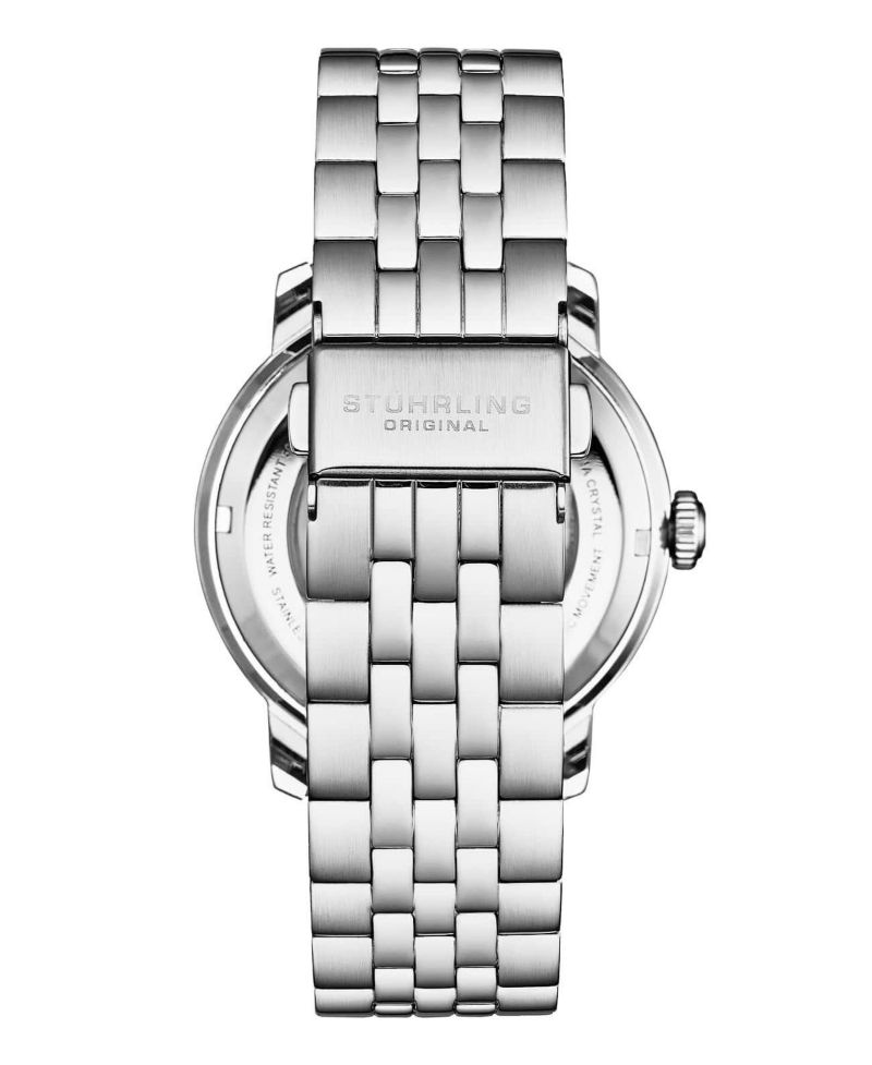 Atrium 4031 Men s Automatic Skeleton Watch - 42mm, Silver-Tone Case and Bracelet, Blue Skeleton Dial with Silver Accents