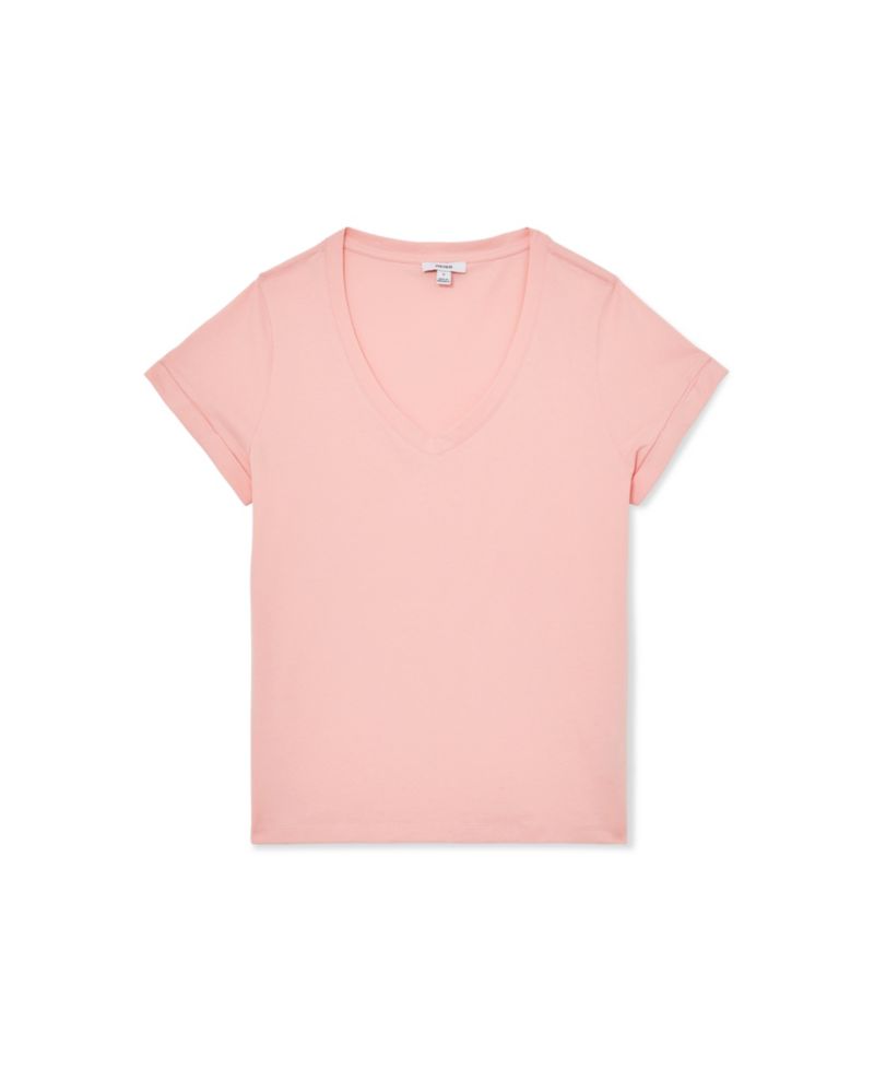Women's Luna Brushed-Cotton V-Neck T-Shirt