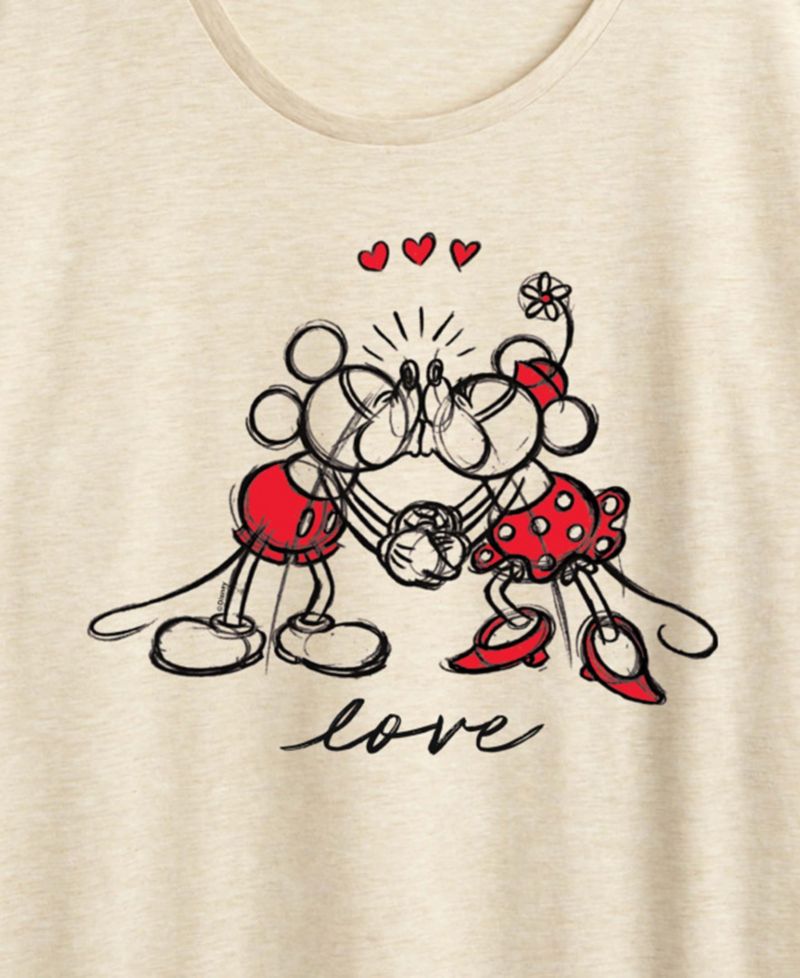 Women's Mickey Minnie Love Sketch Short-Sleeve Graphic T-Shirt