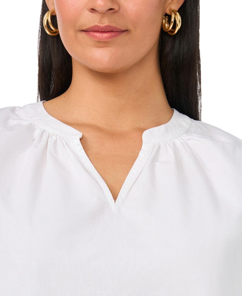 Plus Size 3/4-Length-Sleeve V-Neck Blouse