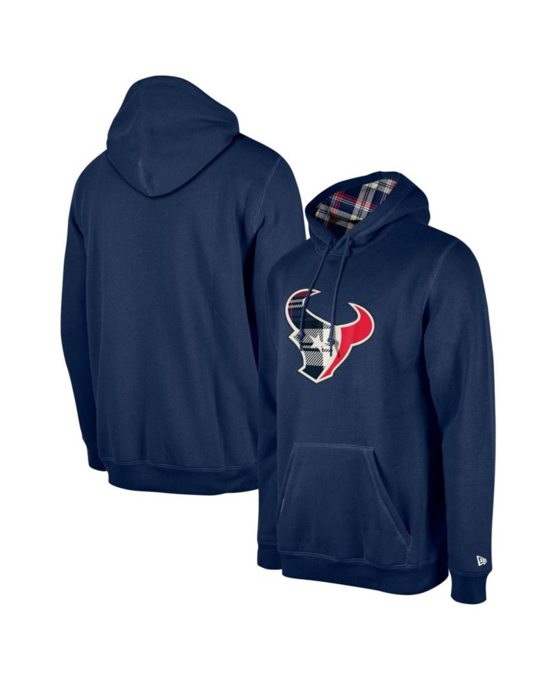 Men's Navy Houston Texans 3rd Down Plaid Pullover Hoodie