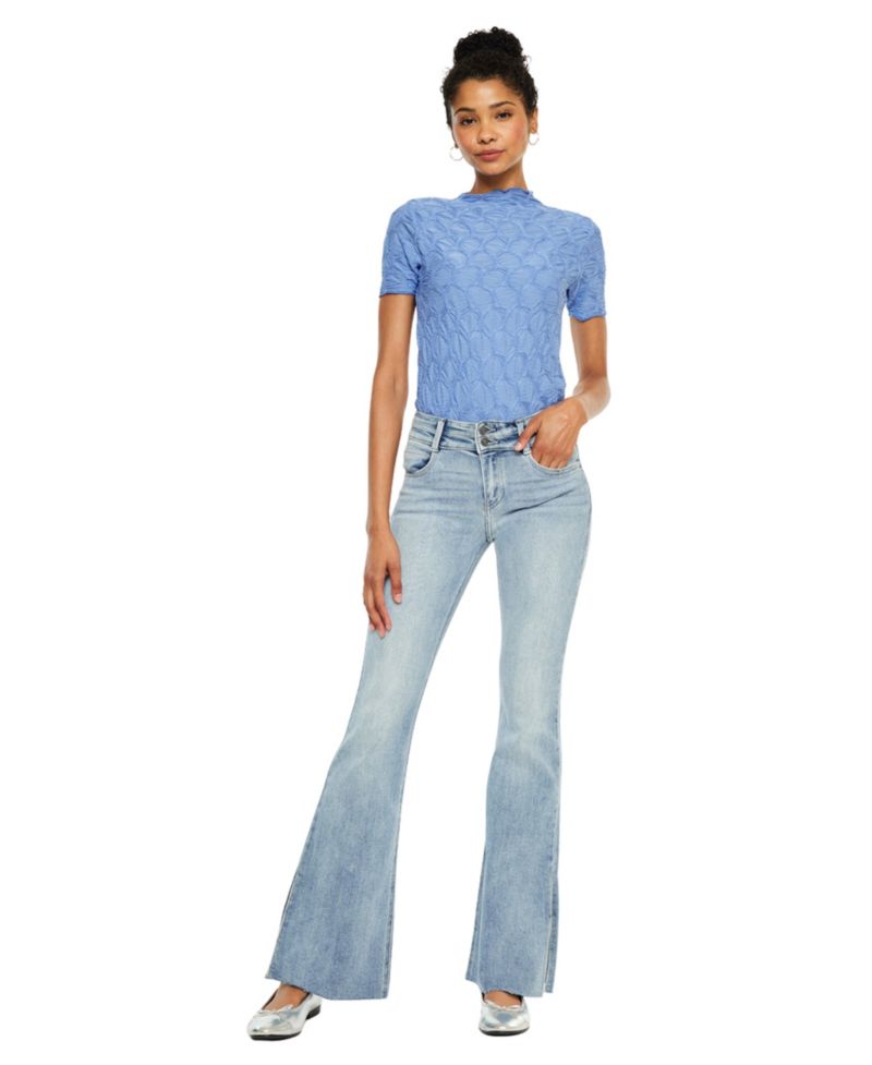 Women's Selena Mid Rise Double Waistband Flare Jeans