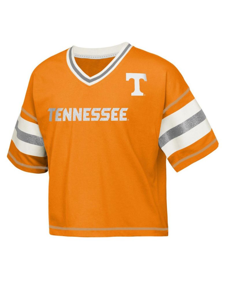 Big Girls Tennessee Orange Tennessee Volunteers Gridiron Jersey V-Neck T-Shirt