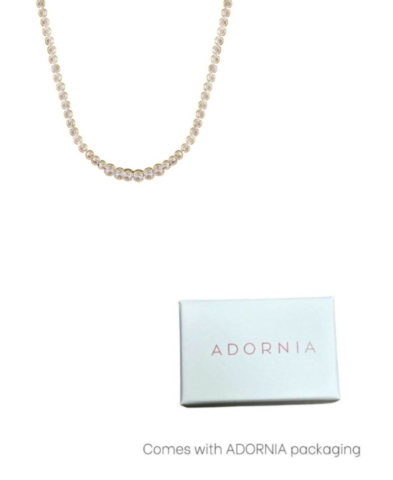 Gold Crystal Bezeled Tennis Necklace
