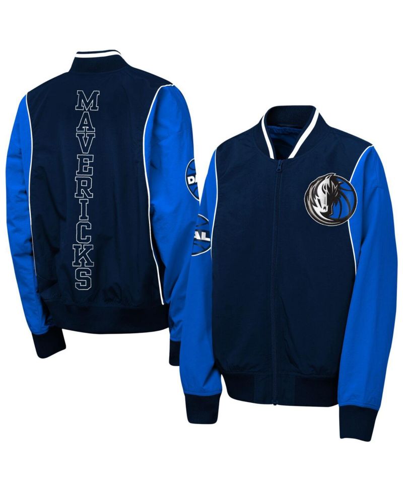 Big Boys and Girls Navy/Blue Dallas Mavericks Two-Pointer Full-Zip Windbreaker