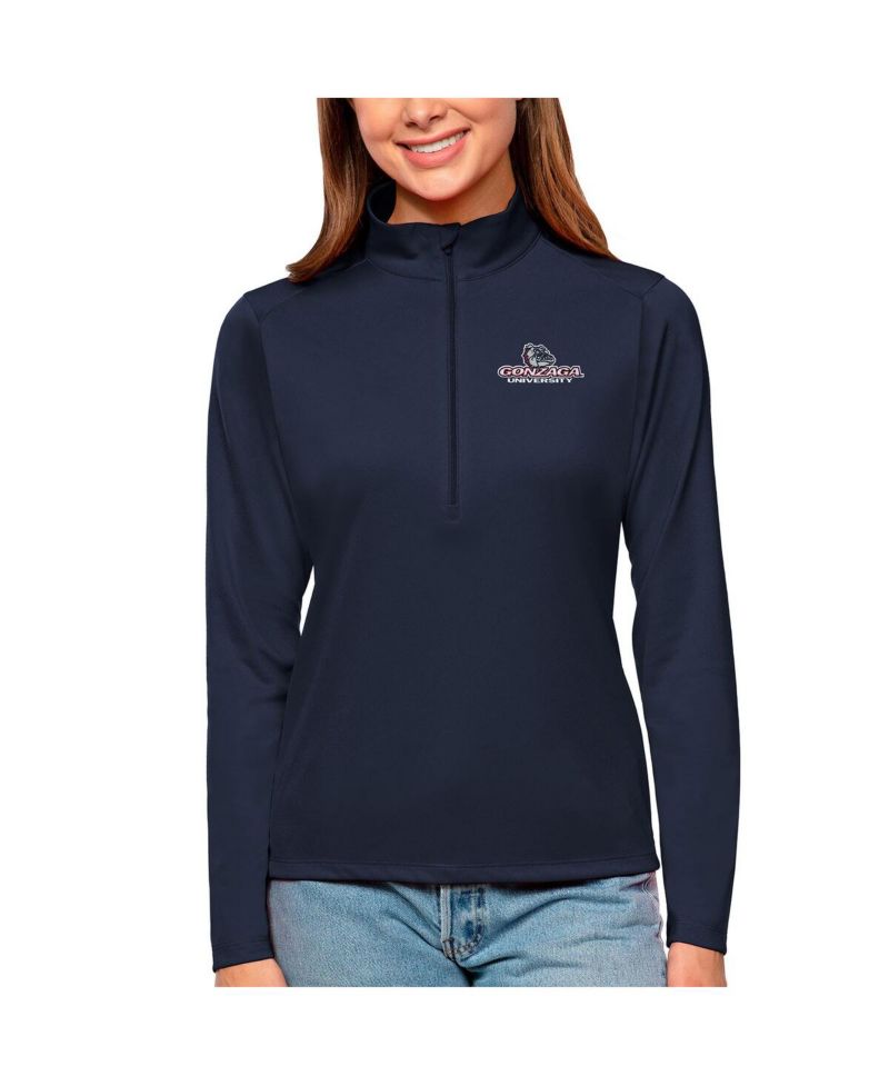 Women's Navy Gonzaga Bulldogs Tribute Quarter-Zip Pullover Top