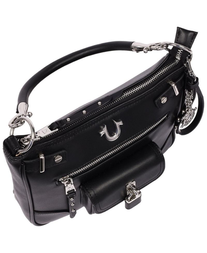 Moto Zip Top Hobo Bag with Lock Pocket Charm - Convertible Shoulder bag