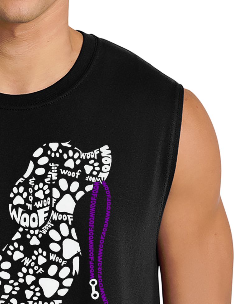 Men's Sitting Dog Paw Print Word Art Graphic Tank Top