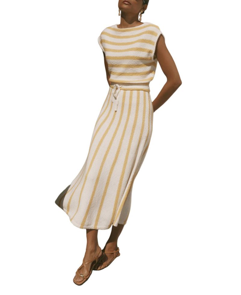 Women's Striped A-Line Midi Dress
