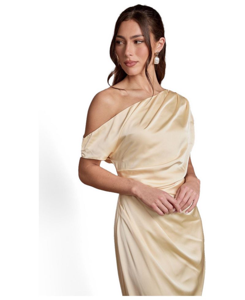 Women's Off Shoulder Satin Maxi Dress