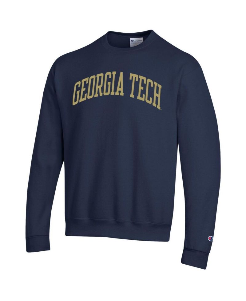 Men's Navy Georgia Tech Yellow Jackets Basic Arch Fleece Pullover Sweatshirt