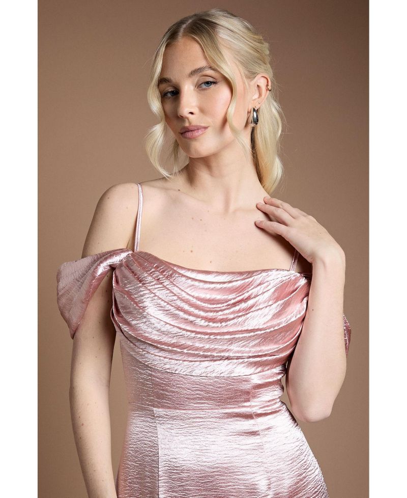 Women's Cowl Neck Bridesmaid Maxi Dress