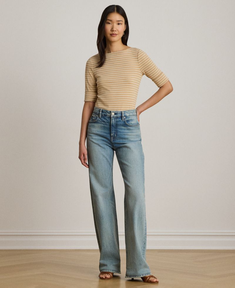 Women's Striped Boat Neck Top