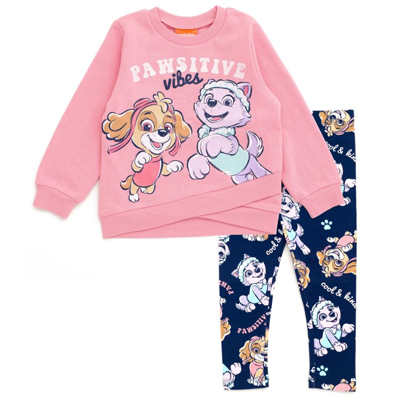 Baby Girls Crossover Fleece Sweatshirt and Leggings Outfit Set