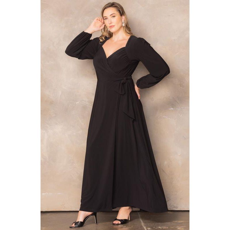 Women's Plus Size Modern Muse Long Sleeve Wrap Gown