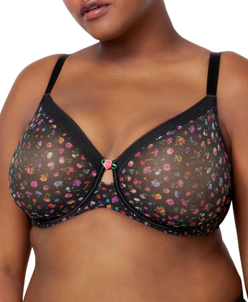 Women's Sheer Mesh Full Coverage Unlined Underwire Bra