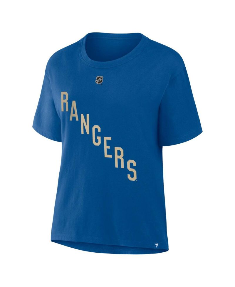 Women's Mika Zibanejad Blue New York Rangers Authentic Stack Name & Number T-Shirt