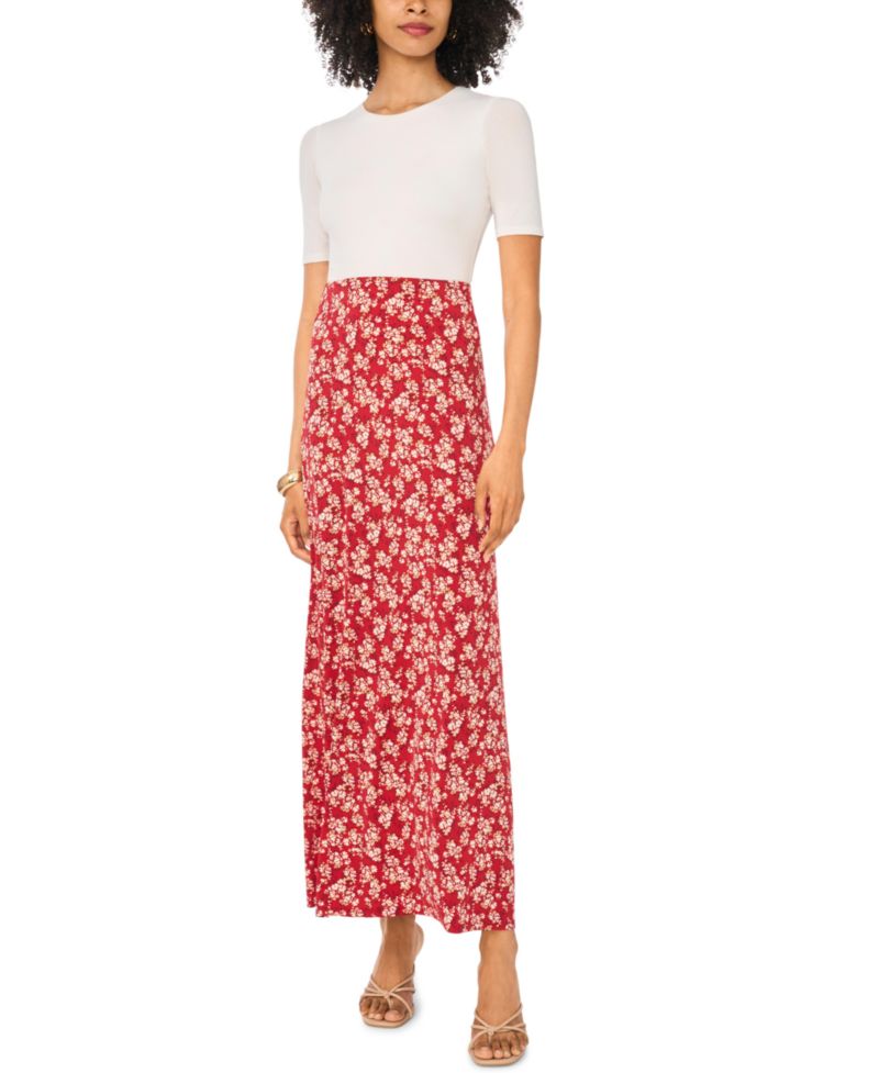 Women's High-Waisted Floral Maxi A-Line Skirt