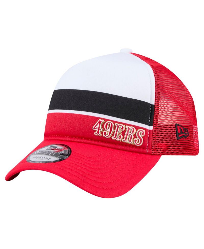 Men's White/Scarlet San Francisco 49ers Sport Night Color Block 9FORTY A-Frame Trucker Adjustable Hat