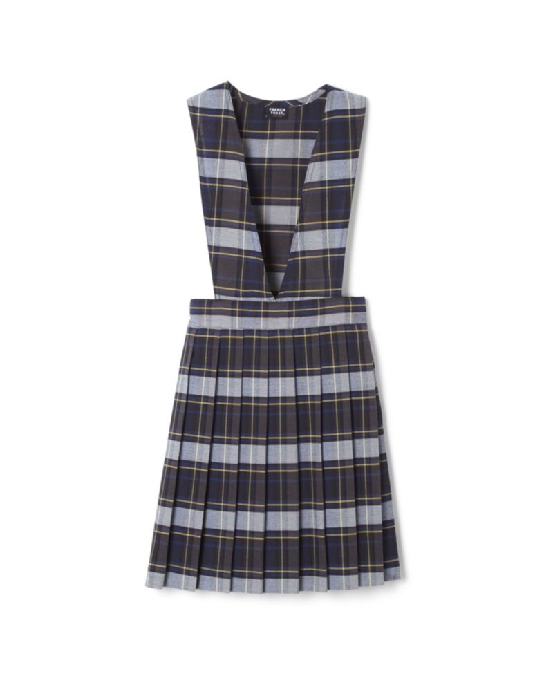 Big Girls V-Neck Pleated Plaid Jumper