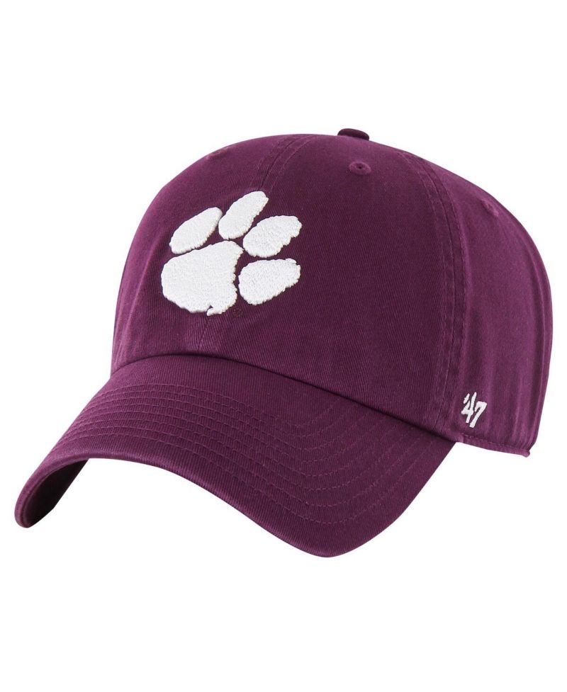 Men's Purple Distressed Clemson Tigers Vintage-Like Clean Up Adjustable Hat