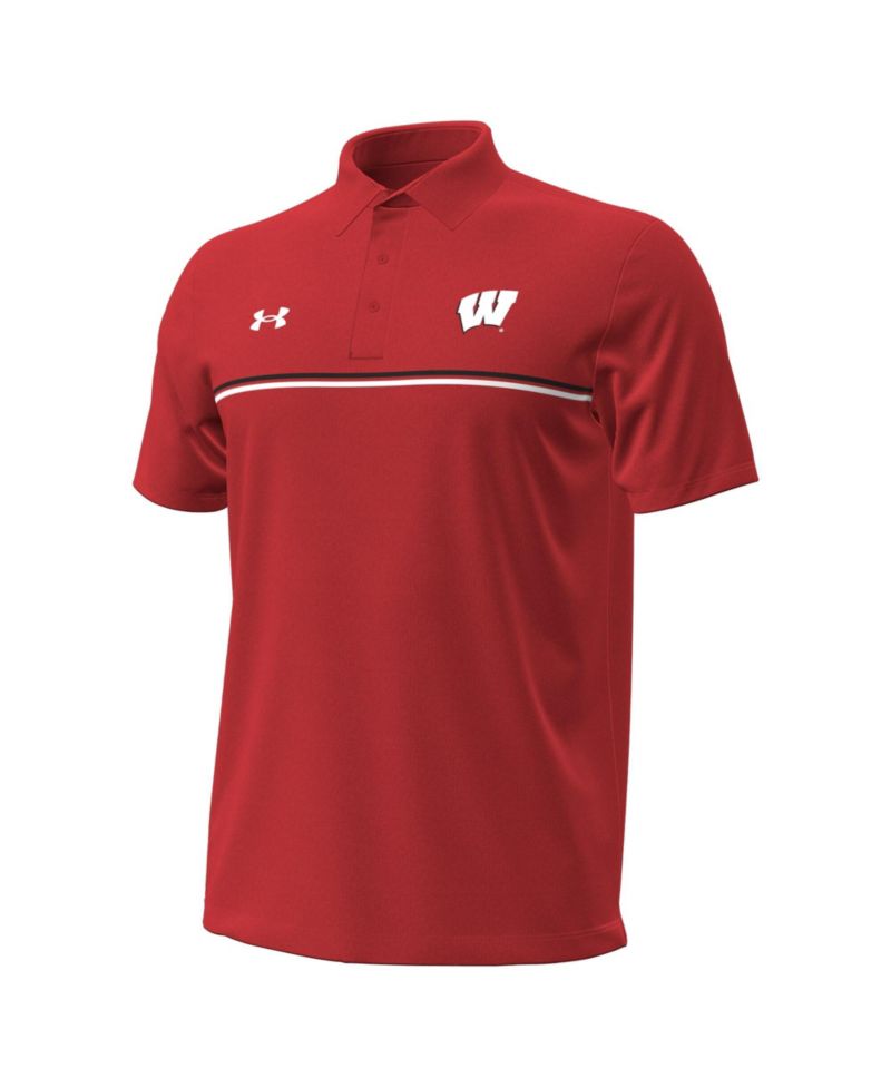 Men's Red Wisconsin Badgers Performance Drive Chest Stripe Polo Shirt