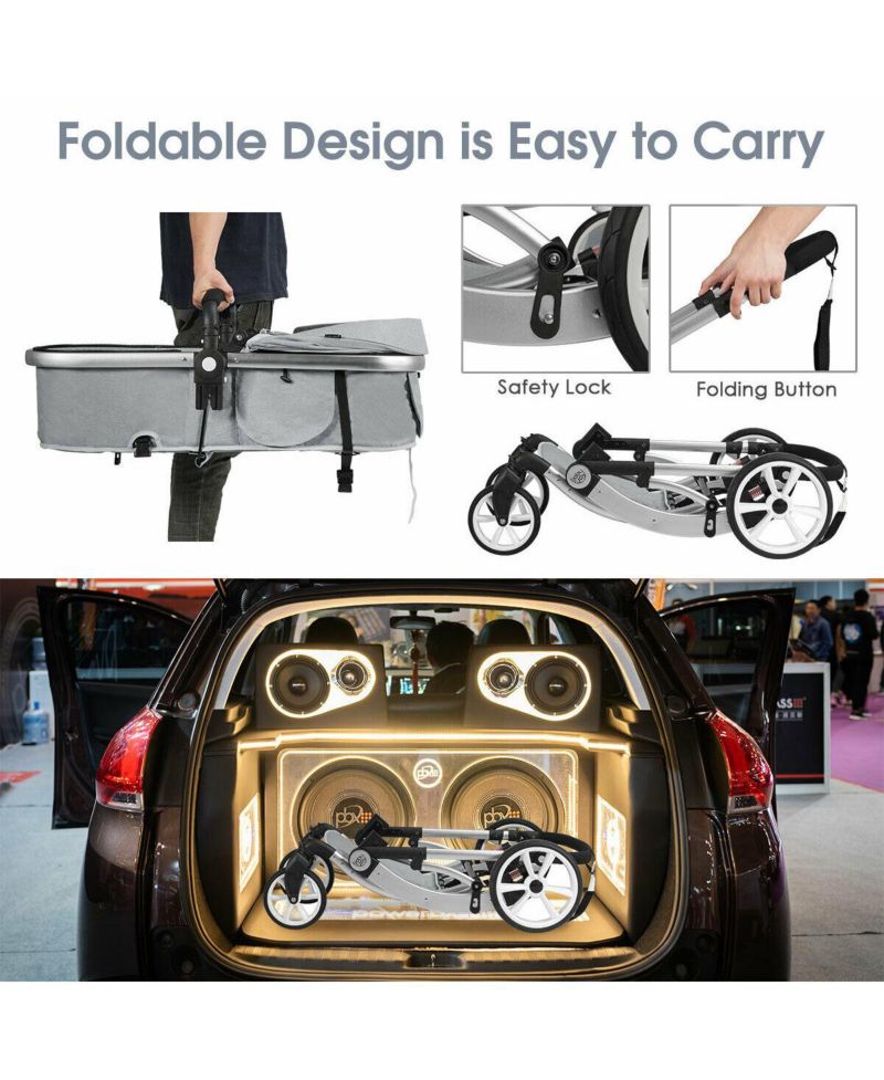 Folding Aluminum Infant Bassinet Reversible Baby Stroller