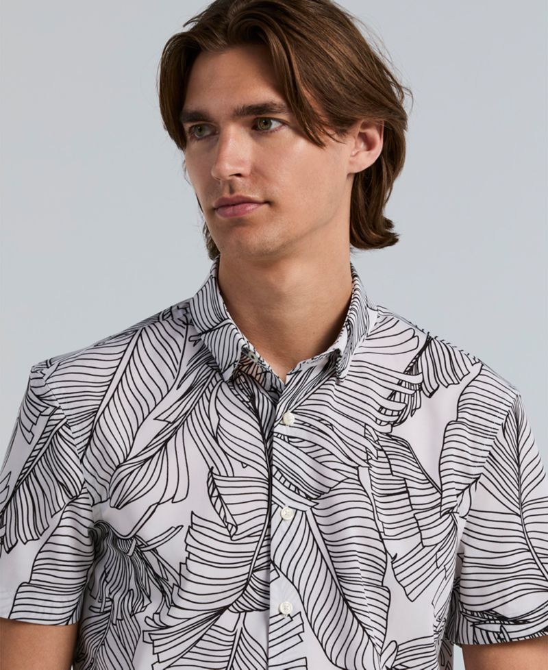 Men's Slim-Fit Botanical Print Shirt