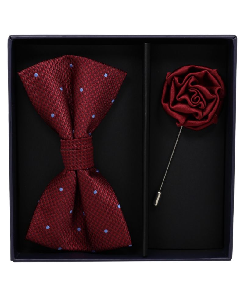 Men's 2-Piece Dot Pre-Tied Bow Tie and Lapel Pin Box Set