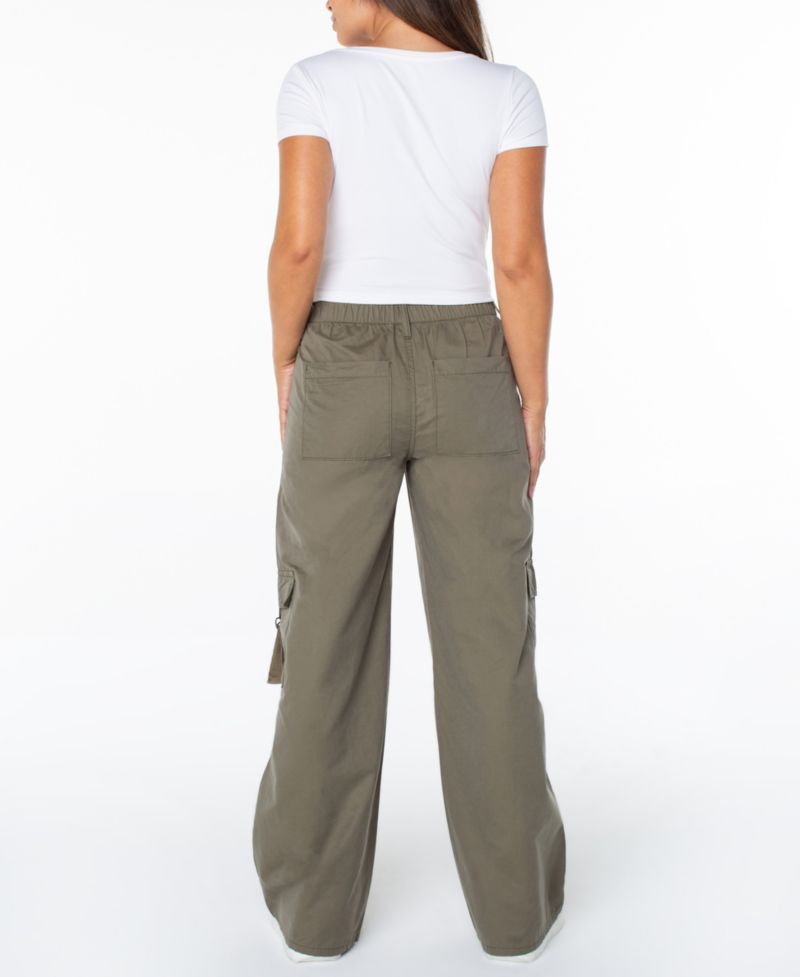 Juniors' Butter Twill Wide-Leg Cargo Pants