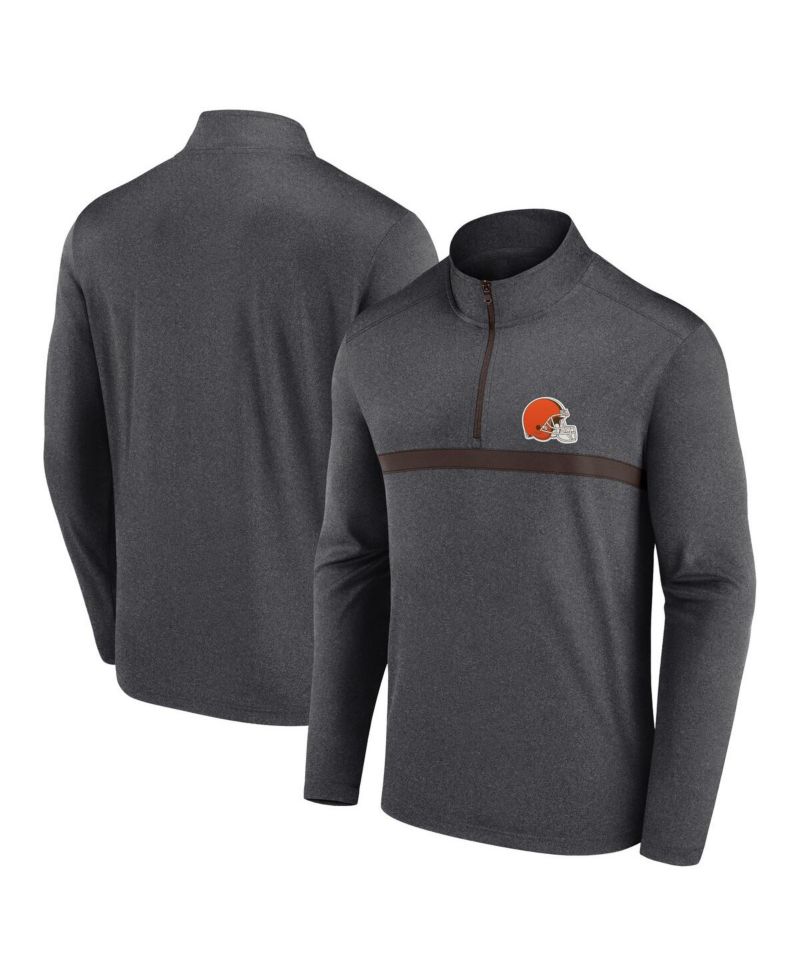 Men's Charcoal Cleveland Browns Head-to-Head Quarter-Zip Pullover Sweatshirt