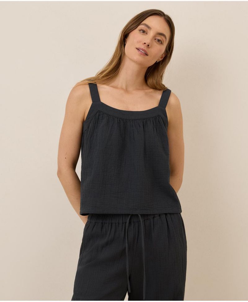 Women's Organic Cotton Coastal Double Gauze Square Neck Cami