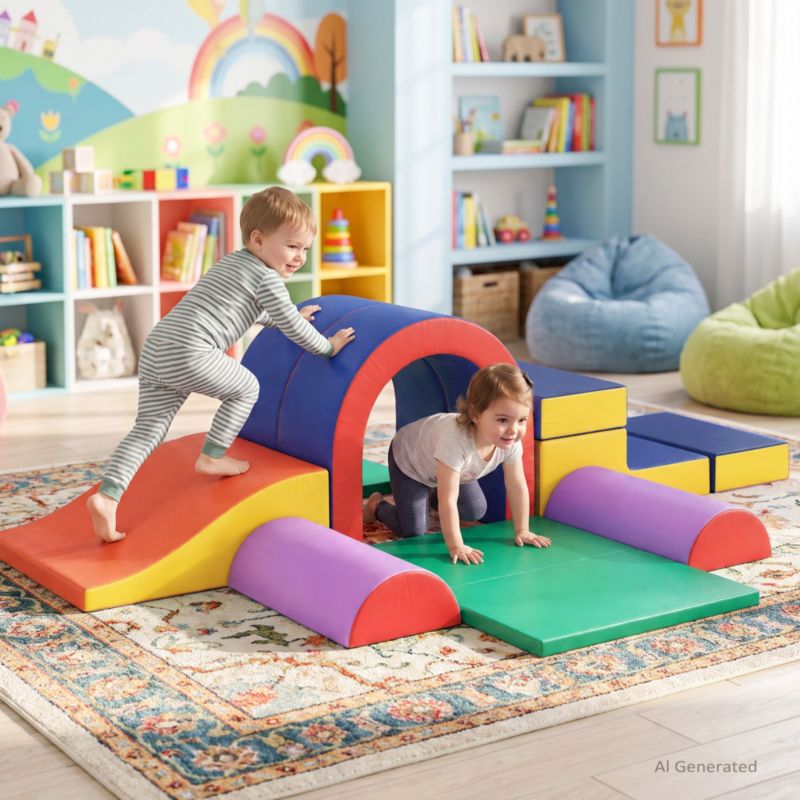 10-Piece Climb and Crawl Activity Play Set, Soft Foam Block for Climbing, Crawling and Sliding