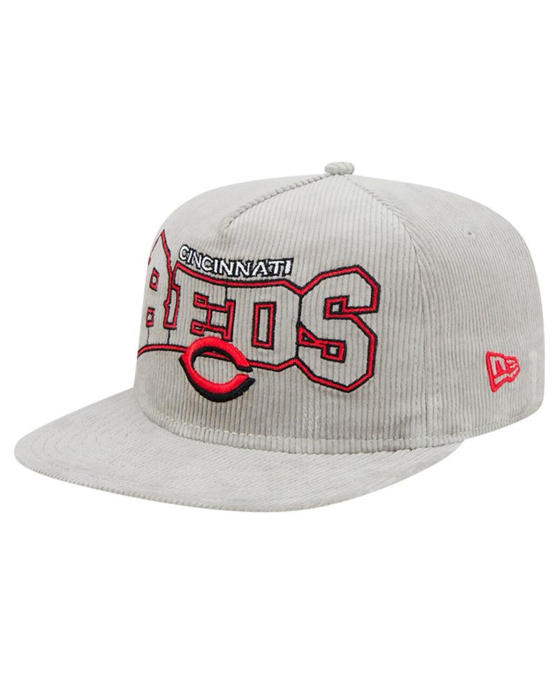 Men's Gray Cincinnati Reds Corduroy Golfer Snapback Hat