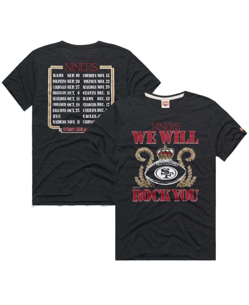 Men's and Women's Charcoal San Francisco 49ers 2026 NFL Schedule Queen Tri-Blend T-Shirt
