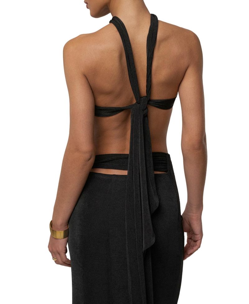 Women's City After Dark Open-Back Thigh-High Slit Halter Top and Maxi Skirt, 2-Piece Set