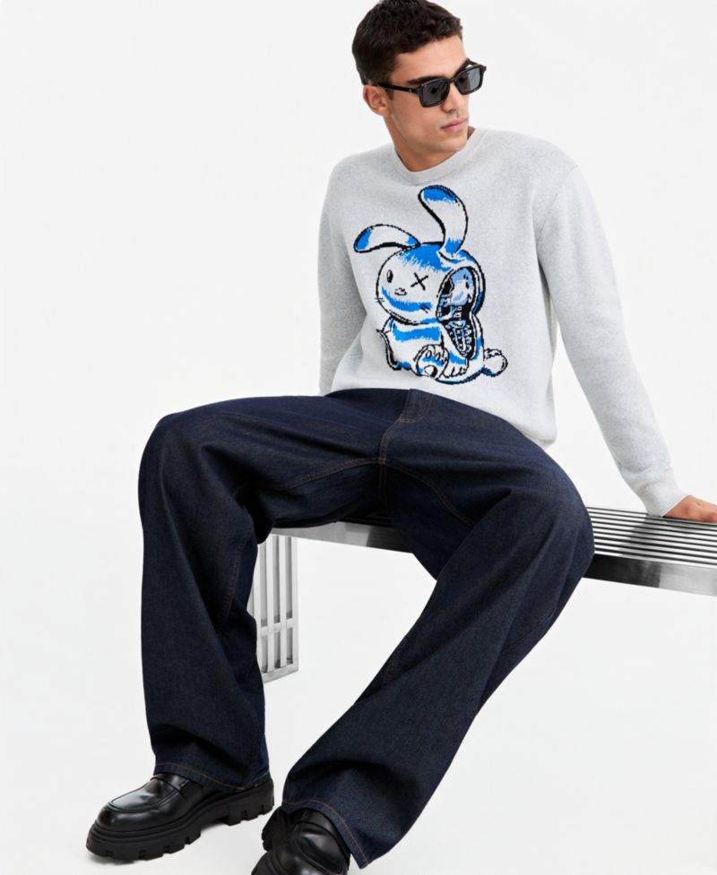 Men's Graphic Crewneck Long-Sleeve Sweater