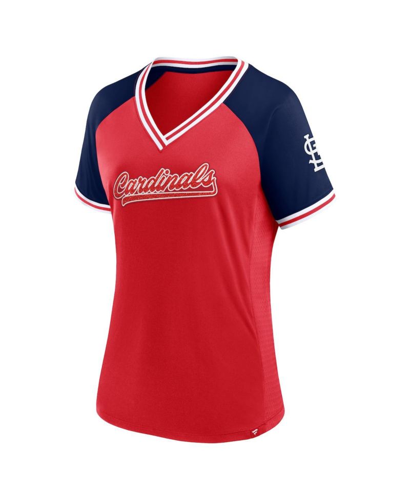Women's Red St. Louis Cardinals Glitz Glam League Diva Raglan V-Neck T-Shirt