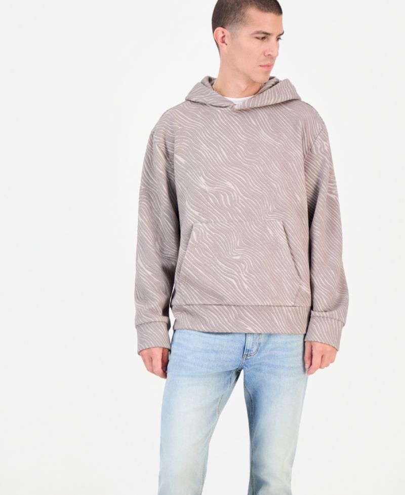Men's Long Sleeve Relaxed-Fit Embossed Hoodie